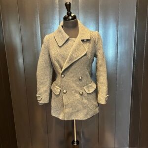Vintage Women's United Colors of Benetton Gray Peacoat